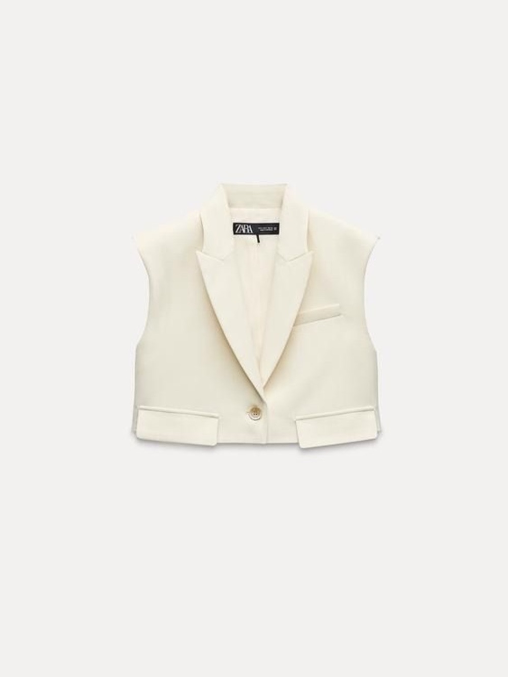 Zara Cropped Cream Tailored Vest Jacket